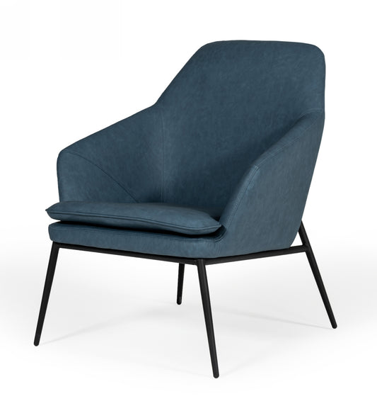 Modrest Esteban - Industrial Blue Eco-Leather Accent Chair | Modishstore | Lounge Chairs