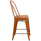 Commercial Grade 24" High Distressed Orange Metal Indoor-Outdoor Counter Height Stool With Back By Flash Furniture | Dining Chairs | Modishstore - 2