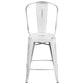 Commercial Grade 24" High Distressed White Metal Indoor-Outdoor Counter Height Stool With Back By Flash Furniture | Dining Chairs | Modishstore - 4