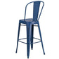 Commercial Grade 30" High Distressed Antique Blue Metal Indoor-Outdoor Barstool With Back By Flash Furniture | Bar Stools | Modishstore - 3