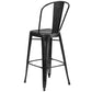 Commercial Grade 30" High Distressed Black Metal Indoor-Outdoor Barstool With Back By Flash Furniture | Bar Stools | Modishstore - 3