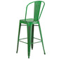 Commercial Grade 30" High Distressed Green Metal Indoor-Outdoor Barstool With Back By Flash Furniture | Bar Stools | Modishstore - 3