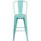 Commercial Grade 30" High Mint Green Metal Indoor-Outdoor Barstool With Back By Flash Furniture | Bar Stools | Modishstore - 4