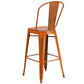 Commercial Grade 30" High Distressed Orange Metal Indoor-Outdoor Barstool With Back By Flash Furniture | Bar Stools | Modishstore - 3