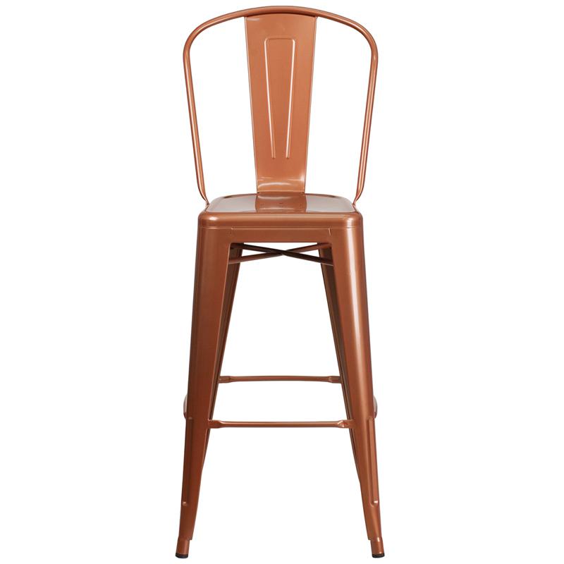 Commercial Grade 30" High Copper Metal Indoor-Outdoor Barstool With Back By Flash Furniture | Bar Stools | Modishstore - 4