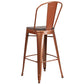 30" High Copper Metal Barstool With Back And Wood Seat By Flash Furniture | Bar Stools | Modishstore - 3