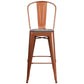 30" High Copper Metal Barstool With Back And Wood Seat By Flash Furniture | Bar Stools | Modishstore - 4