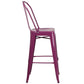 Commercial Grade 30" High Purple Metal Indoor-Outdoor Barstool With Back By Flash Furniture | Bar Stools | Modishstore - 2