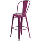 Commercial Grade 30" High Purple Metal Indoor-Outdoor Barstool With Back By Flash Furniture | Bar Stools | Modishstore - 3