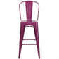 Commercial Grade 30" High Purple Metal Indoor-Outdoor Barstool With Back By Flash Furniture | Bar Stools | Modishstore - 4