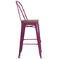 30" High Purple Metal Barstool With Back And Wood Seat By Flash Furniture | Bar Stools | Modishstore - 2