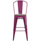 30" High Purple Metal Barstool With Back And Wood Seat By Flash Furniture | Bar Stools | Modishstore - 4