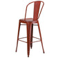 Commercial Grade 30" High Distressed Kelly Red Metal Indoor-Outdoor Barstool With Back By Flash Furniture | Bar Stools | Modishstore - 3