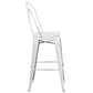 Commercial Grade 30" High Distressed White Metal Indoor-Outdoor Barstool With Back By Flash Furniture | Bar Stools | Modishstore - 2