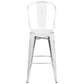 Commercial Grade 30" High Distressed White Metal Indoor-Outdoor Barstool With Back By Flash Furniture | Bar Stools | Modishstore - 4