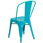 Commercial Grade Crystal Teal-Blue Metal Indoor-Outdoor Stackable Chair By Flash Furniture | Dining Chairs | Modishstore - 3