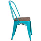 Crystal Teal-Blue Metal Stackable Chair With Wood Seat By Flash Furniture | Dining Chairs | Modishstore - 2