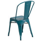 Commercial Grade Distressed Kelly Blue-Teal Metal Indoor-Outdoor Stackable Chair By Flash Furniture | Dining Chairs | Modishstore - 3