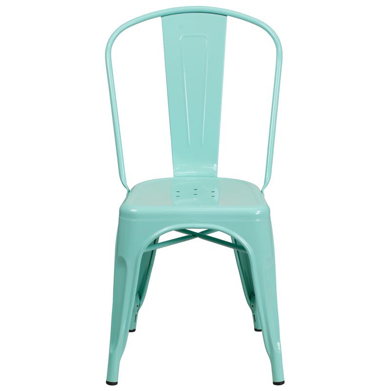 Commercial Grade Mint Green Metal Indoor-Outdoor Stackable Chair By Flash Furniture | Dining Chairs | Modishstore - 4