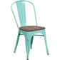 Mint Green Metal Stackable Chair With Wood Seat By Flash Furniture | Dining Chairs | Modishstore