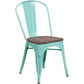 Mint Green Metal Stackable Chair With Wood Seat By Flash Furniture | Dining Chairs | Modishstore - 1