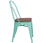 Mint Green Metal Stackable Chair With Wood Seat By Flash Furniture | Dining Chairs | Modishstore - 2