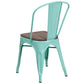 Mint Green Metal Stackable Chair With Wood Seat By Flash Furniture | Dining Chairs | Modishstore - 3