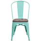 Mint Green Metal Stackable Chair With Wood Seat By Flash Furniture | Dining Chairs | Modishstore - 4