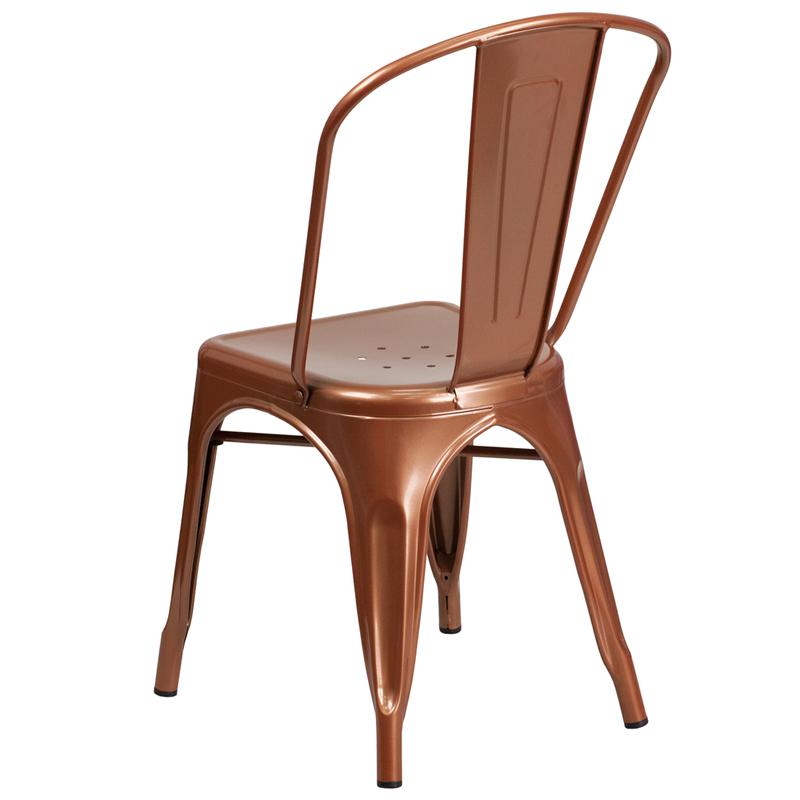 Commercial Grade Copper Metal Indoor-Outdoor Stackable Chair By Flash Furniture | Dining Chairs | Modishstore - 3