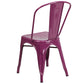 Commercial Grade Purple Metal Indoor-Outdoor Stackable Chair By Flash Furniture | Dining Chairs | Modishstore - 3