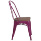 Purple Metal Stackable Chair With Wood Seat By Flash Furniture | Dining Chairs | Modishstore - 2