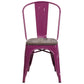 Purple Metal Stackable Chair With Wood Seat By Flash Furniture | Dining Chairs | Modishstore - 4