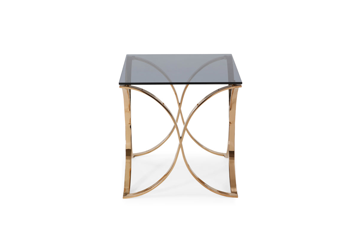 Modrest Reklaw Modern Smoked Glass & Rosegold End Table-3