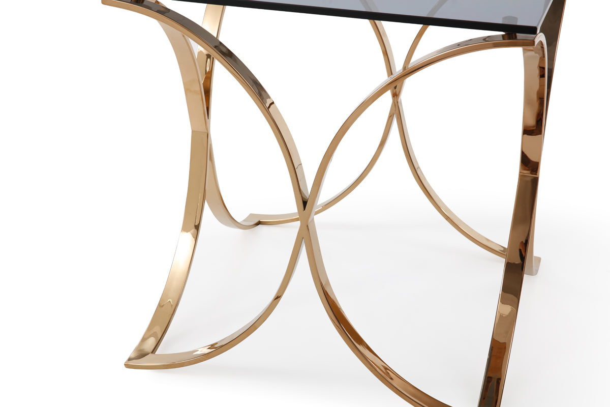 Modrest Reklaw Modern Smoked Glass & Rosegold End Table-4