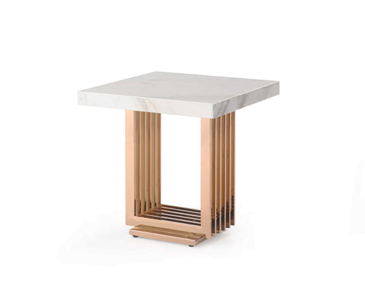 Modrest Kingsley Modern Marble & Rosegold End Table | Modishstore | End Tables