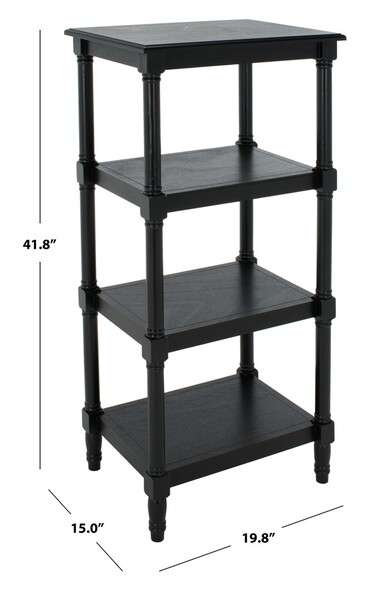 Safavieh Cassie 4 Shelf Bookcase - Black | Bookcases | Modishstore - 4