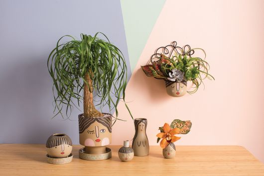 Etta Pretty Face Vase & Pot- Set Of 4 By Accent Decor | Planters, Troughs & Cachepots | Modishstore - 1