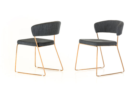 Ashland - Modern Grey & Rosegold Dining Chair (Set of 2) | Modishstore | Dining Chairs