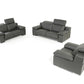 Estro Salotti Evergreen Modern Black Italian Leather Sofa Set-3