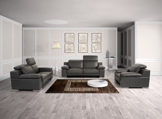 Estro Salotti Evergreen Modern Black Italian Leather Sofa Set | Modishstore | Sofas