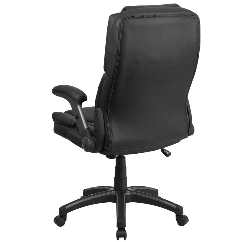 Flash Furniture Extreme Comfort High Back Black Leather Executive Swivel Office Chair With Flip-Up Arms | Office Chairs | Modishstore-4