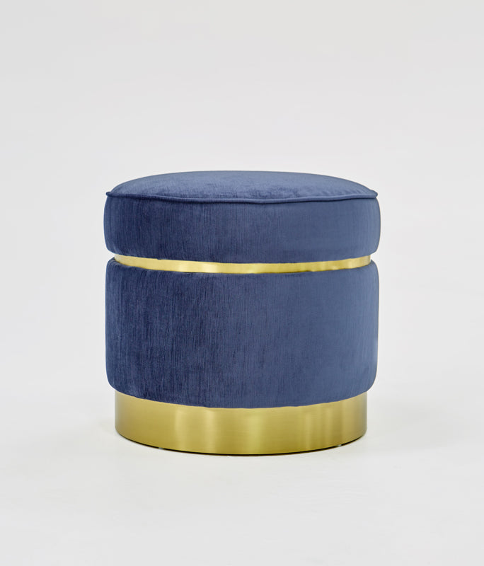 Vig Furniture Divani Casa Tenaya Modern Blue Velvet & Gold Ottoman | Modishstore | Ottomans