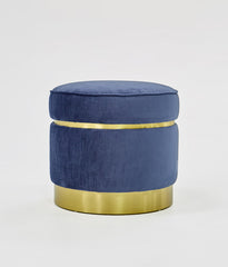 Vig Furniture Divani Casa Tenaya Modern Blue Velvet & Gold Ottoman