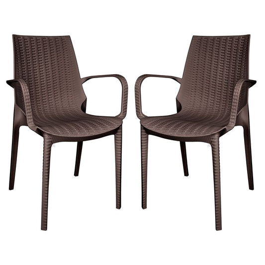 LeisureMod Kent Outdoor Dining Arm Chair, Set of 2 | Outdoor Chairs | Modishstore