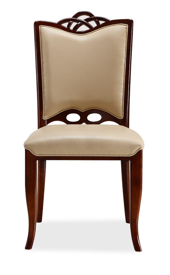 Manhattan Comfort Regent Cream and Walnut Faux Leather Dining Chair (Set of Two) | Dining Chairs | Modishstore - 5