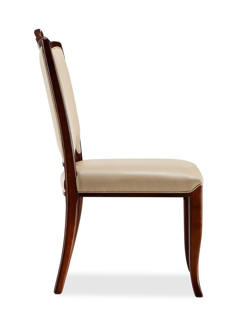 Manhattan Comfort Regent Cream and Walnut Faux Leather Dining Chair (Set of Two) | Dining Chairs | Modishstore - 3