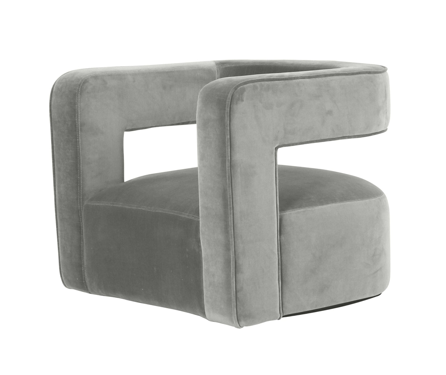 Modrest Fanny - Modern Swivel Grey Velvet Accent Chair | Lounge Chairs | Modishstore