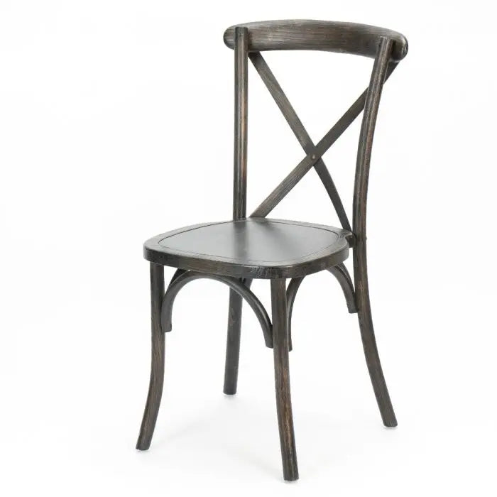 Farmhouse Cross Back (X-back) Chair - Antiqued Black Grain Set Of 4 By Atlas | Dining Chairs| Modishstore - 4