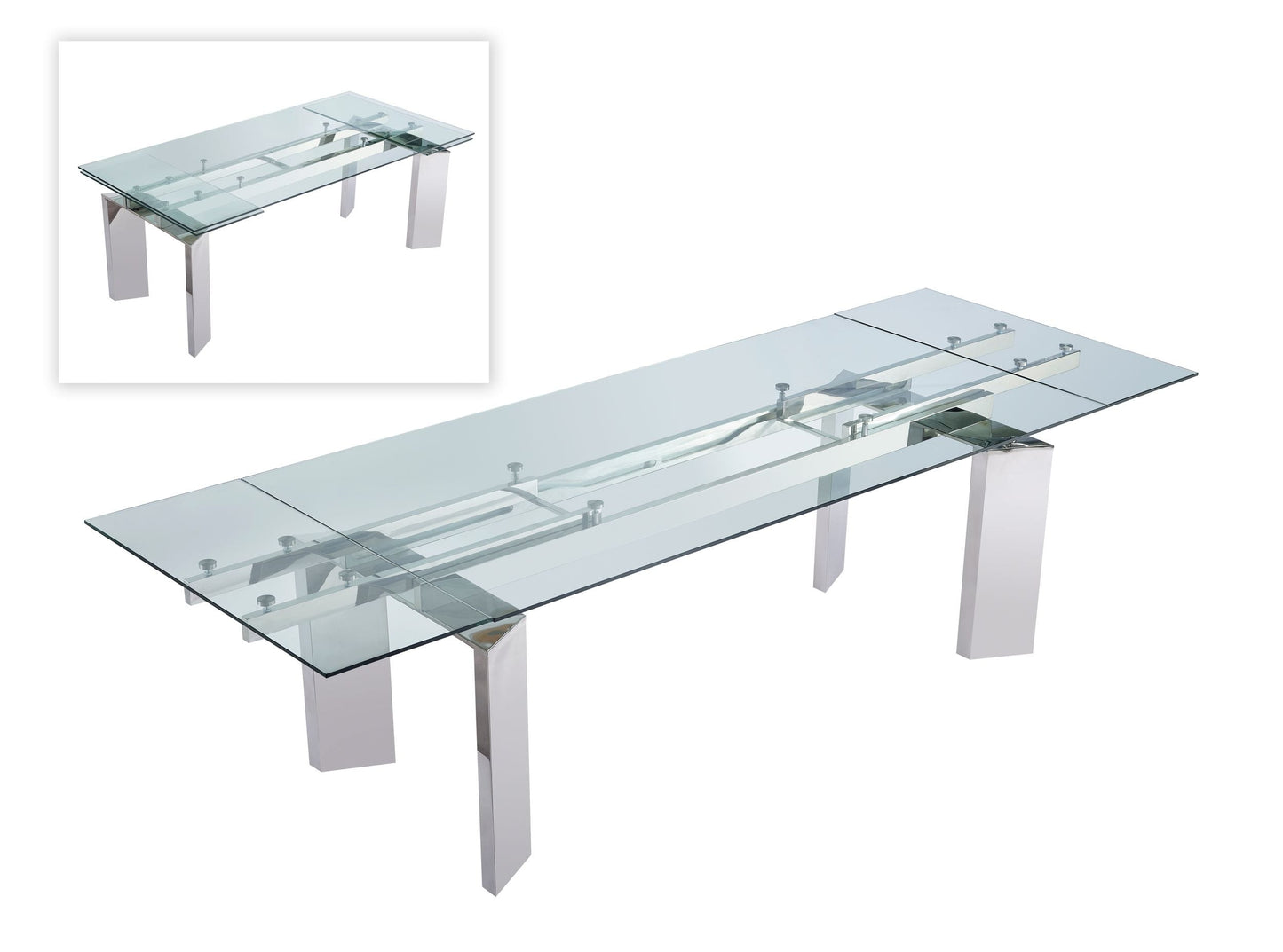 Modrest Viking - Modern Extendable Glass Dining Table-2