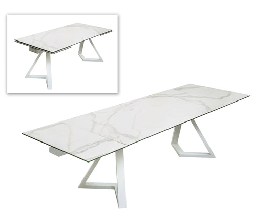 Modrest Farrell - Modern White Ceramic Extendable Dining Table | Modishstore | Dining Tables